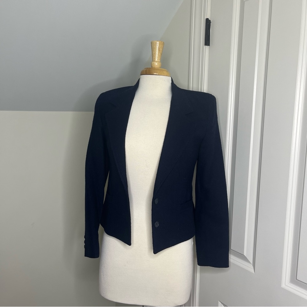 Vintage John Anthony Navy Blue Wool Cropped Blazer